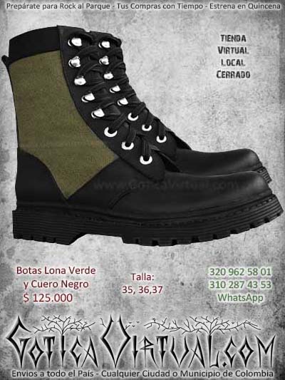 botas lona cuero verde hombre caballero metalero rockero bogota envios todo el pais ventas online bodega neiva cali medellin cucuta narino colombia